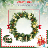 30 Inch Pre-Lit Christmas Wreath with Mixed Decorations