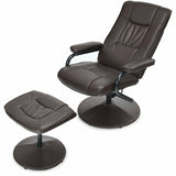 360 Degree Swivel PU Leather Recliner Chair with Ottoman and Adjustable Backrest