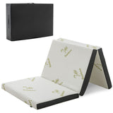 Portable Tri-Fold Memory Foam Floor Mattress Topper with Carrying Bag