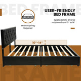 Full/Queen PU Leather Upholstered Platform Bed with 4 Drawers