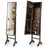 Standing Jewelry Cabinet with Full-Length Mirror