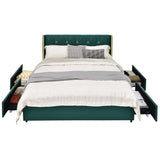 Full/Queen Size PU Leather Upholstered Bed Frame with 4 Drawers