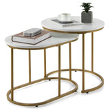 Modern Marble Look Stacking Nesting Coffee Table Set