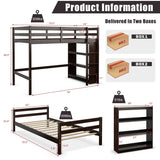 Twin over Twin Loft Bunk Bed with 3-Tier Bookcase
