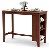 Counter Height Bar Table with 3-Tier Storage Shelves for Home Restaurant