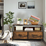Dresser TV Stand with 2 Folding Fabric Drawers and Open Shelves