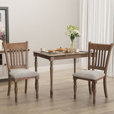 2 Pieces Vintage Wooden Upholstered Dining Chair Set with Padded Cushion