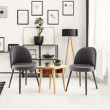 Set of 2 Modern Mid-Back Armless Dining Chairs with Wood Legs