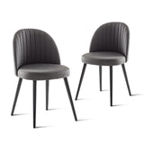 Set of 2 Modern Mid-Back Armless Dining Chairs with Wood Legs