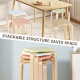 Stackable Bentwood Stools Set of 4 with Square Top