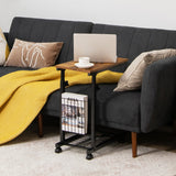 Adjustable C-Shape Sofa Side Table with Storage Basket