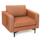 Modern Accent Armchair with Side Storage Pocket