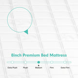 8 Inch Breathable Memory Foam Bed Mattress Medium Firm for Pressure Relieve