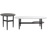 2 in 1 Nesting Coffee Table with Oval Coffee Table and Small round Table