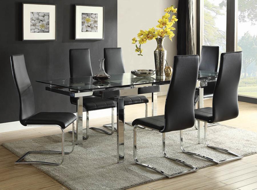 Anges High Back Dining Chairs Black and Chrome (Set of 4)
