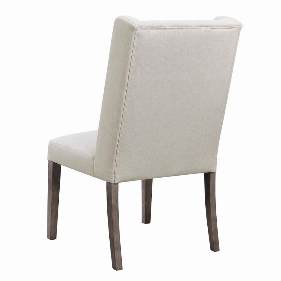 Tufted Side Chairs Dark Brown and Beige (Set of 2)