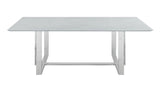 Annika Rectangular Glass Top Dining Table White and Chrome