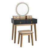 Makeup Vanity Table Set with Touch Screen Dimming Mirror and 3 Color Lighting Modes