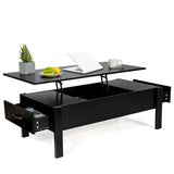 47 Inch Lift Top Coffee Table with Hidden Compartment and 2 Side Drawers