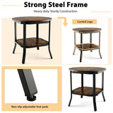 2-Tier round End Table with Storage Shelf for Living Room