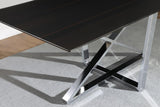 Neveen Rectangular X-cross Dining Table Black and Chrome