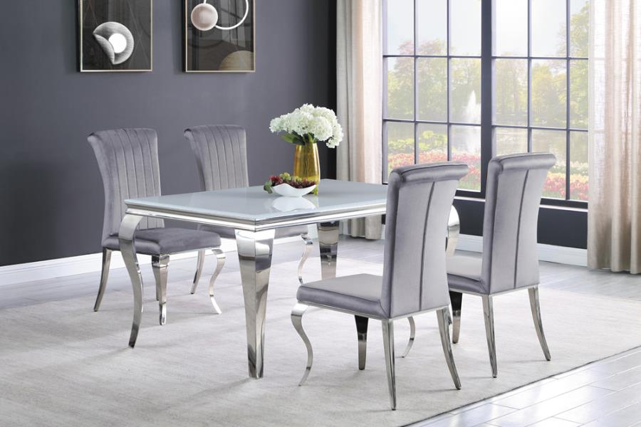 Carone Glass Top Dining Table White and Chrome