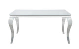 Carone Glass Top Dining Table White and Chrome