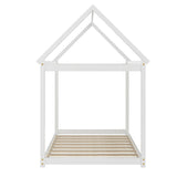 Twin Size Kids House Bed Wood Frame with Roof