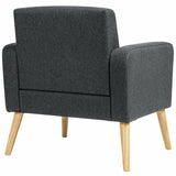 Upholstered Linen Fabric Accent Chair with Stable Rubber Wood Legs