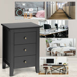 2 Pieces Nightstand End beside Table with 3 Drawers