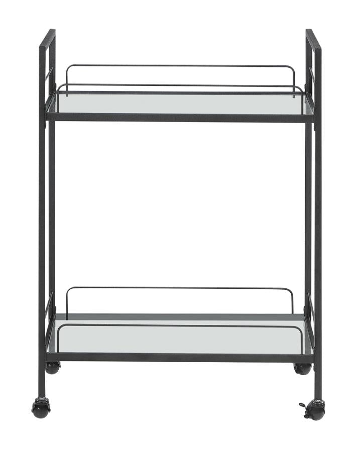 Serving Cart with Glass Shelves Clear and Black