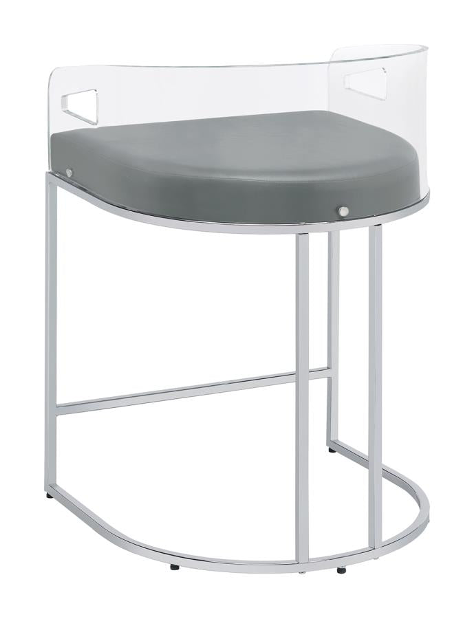 Acrylic Back Counter Height Stools Grey and Chrome (Set of 2)