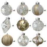 18CT 8cm/3.15in Gold Large Christmas Ornaments Set 2022 Clear Xmas Balls Decor Shatterproof Christmas Tree Decorations for Christmas Trees