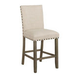 Upholstered Counter Height Stools with Nailhead Trim Beige (Set of 2)
