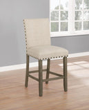 Upholstered Counter Height Stools with Nailhead Trim Beige (Set of 2)