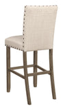 Upholstered Bar Stools with Nailhead Trim Beige (Set of 2)