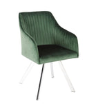 Veena Channeled Back Swivel Dining Chair Green