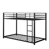 Sturdy Metal Bunk Bed Frame Twin over Twin with Safety Guard Rails and Side Ladder