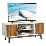 2 Door TV Stand with 2 Cabinets and Open Shelves for Tvs up to 50 Inch TV
