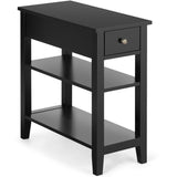 3-Tier End Table with Drawer Slideway and Double Shelves