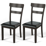 Set of 2 Dining Chairs with Rubber Wood Frame and Upholstered Faux Leather Seat
