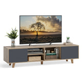 63 Inch TV Stand with 2 Doors and Open Shelves for Living Room