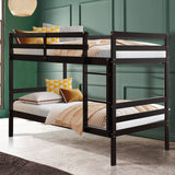 Twin Size Sturdy Wooden Bunk Beds with Ladder and Safety Rail