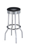 Upholstered Top Bar Stools Black and Chrome (Set of 2)