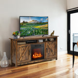 60 Inch Industrial Fireplace TV Stand with Shelve and Cabinet for Tvs up to 65 Inches