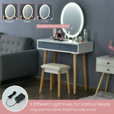 Touch Screen Vanity Makeup Table Stool Set with Lighted Mirror