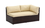 Amity 3 Piece All Weather Wicker L-Shape Sectional with Chaise with Cushions and Ottoman