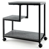 3-Tier Side Table with Open Shelf and Wheels for Living Room and Bedroom
