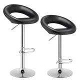 Set of 2 Bar Stools Adjustable PU Leather Swivel Chairs
