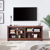 58 Inch Wood TV Stand for Tvs up to 65 Inches with 4 Open Storage Shelves